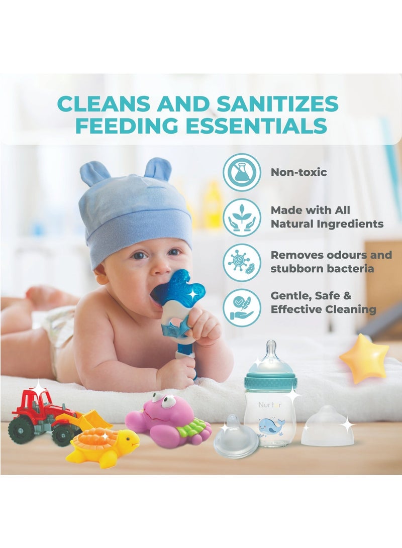 Nurtur Baby Bottle Liquid Cleanser 1000ml (2 x 500ml) Kills 99% Bacteria, Alcohol-Free, Paraben-Free, Multipurpose Liquid Cleanser Wash Safe for Bottles, Breast Pumps, Toys & Feeding Essentials - Image 2